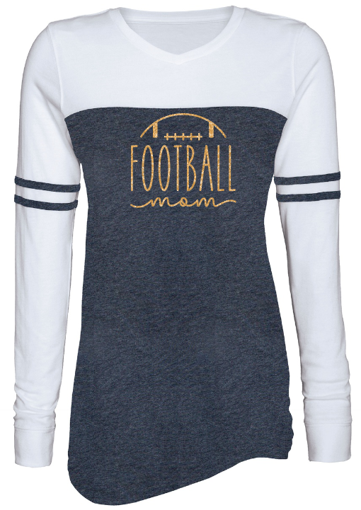 Shepherd Football Mom Gear - 2023 -  Ladies Long Sleeve Tee - Enza Ladies Triblend Varsity Long Sleeve Tee