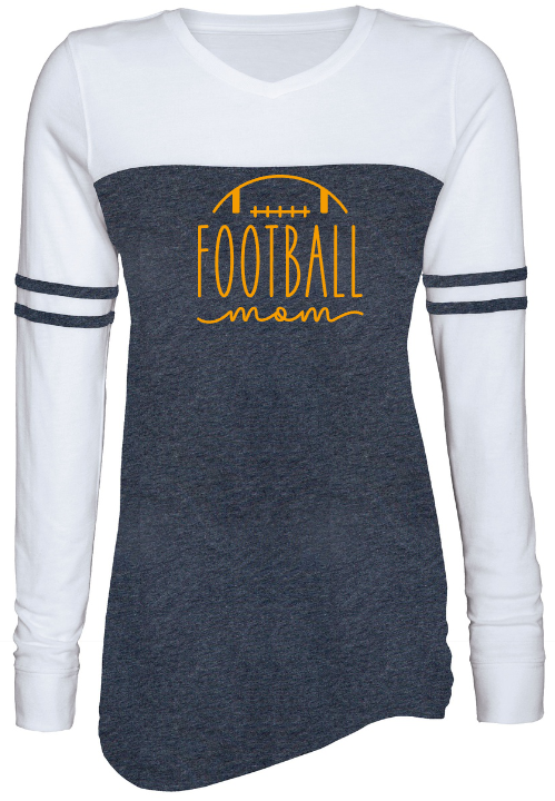 Shepherd Football Mom Gear - 2023 -  Ladies Long Sleeve Tee - Enza Ladies Triblend Varsity Long Sleeve Tee