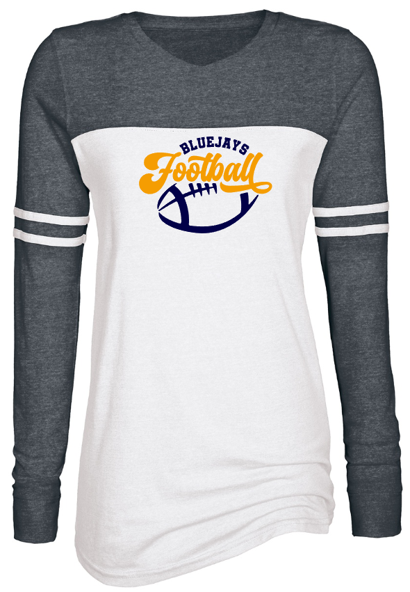 Shepherd Football Gear - 2023 -  Ladies Long Sleeve Tee - Enza Ladies Triblend Varsity Long Sleeve Tee - 4oz - white body