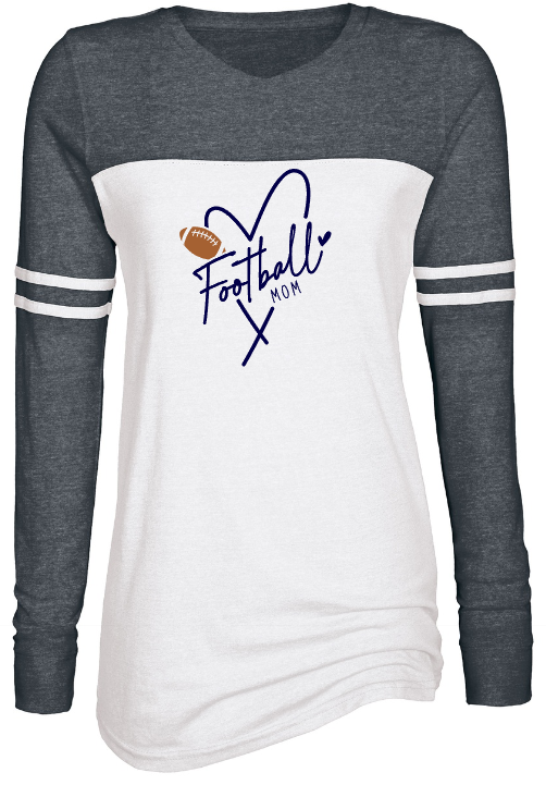 Shepherd Football Family Gear - 2023 -  Ladies Long Sleeve Tee - Enza Ladies Triblend Varsity Long Sleeve Tee