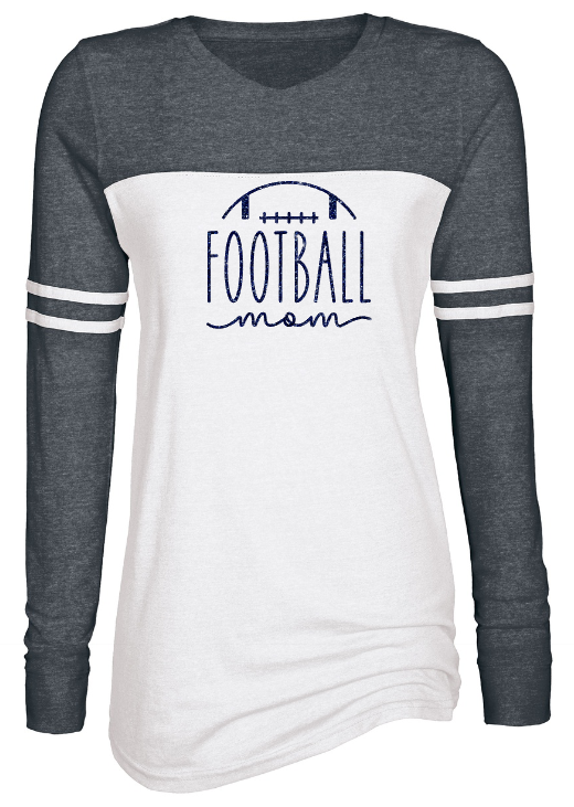 Shepherd Football Mom Gear - 2023 -  Ladies Long Sleeve Tee - Enza Ladies Triblend Varsity Long Sleeve Tee