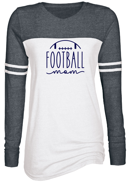 Shepherd Football Mom Gear - 2023 -  Ladies Long Sleeve Tee - Enza Ladies Triblend Varsity Long Sleeve Tee