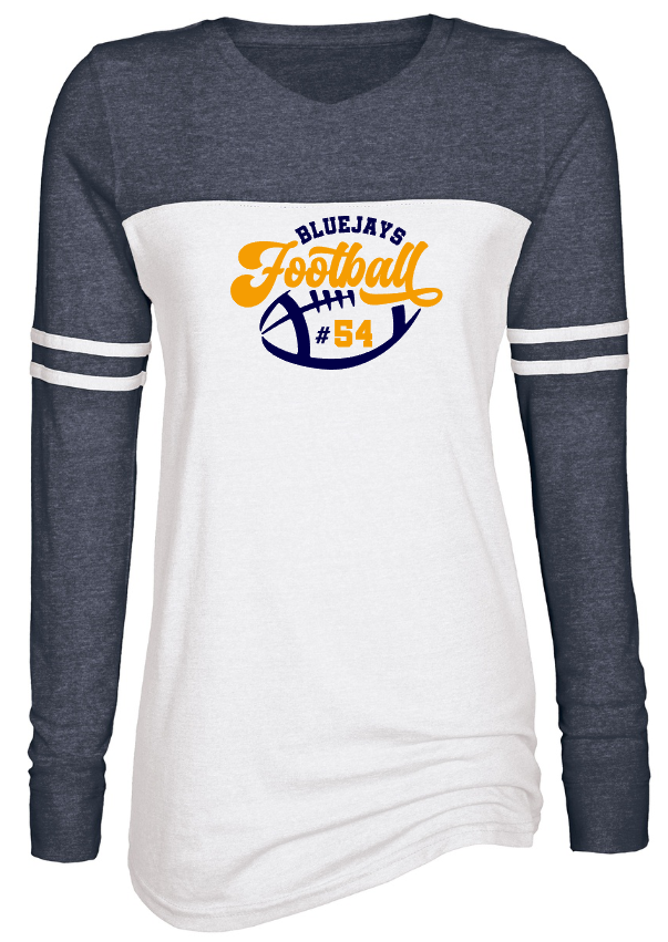 Shepherd Football Gear - 2023 -  Ladies Long Sleeve Tee - Enza Ladies Triblend Varsity Long Sleeve Tee - 4oz - white body