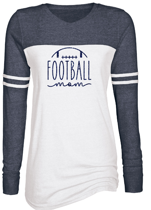 Shepherd Football Mom Gear - 2023 -  Ladies Long Sleeve Tee - Enza Ladies Triblend Varsity Long Sleeve Tee