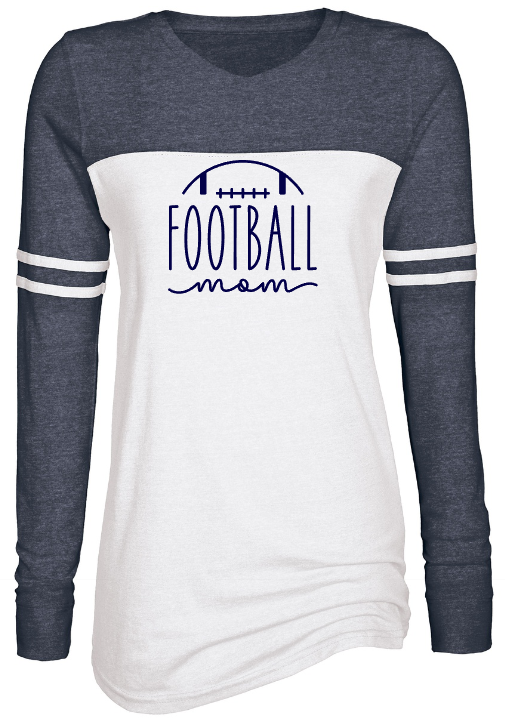 Shepherd Football Mom Gear - 2023 -  Ladies Long Sleeve Tee - Enza Ladies Triblend Varsity Long Sleeve Tee