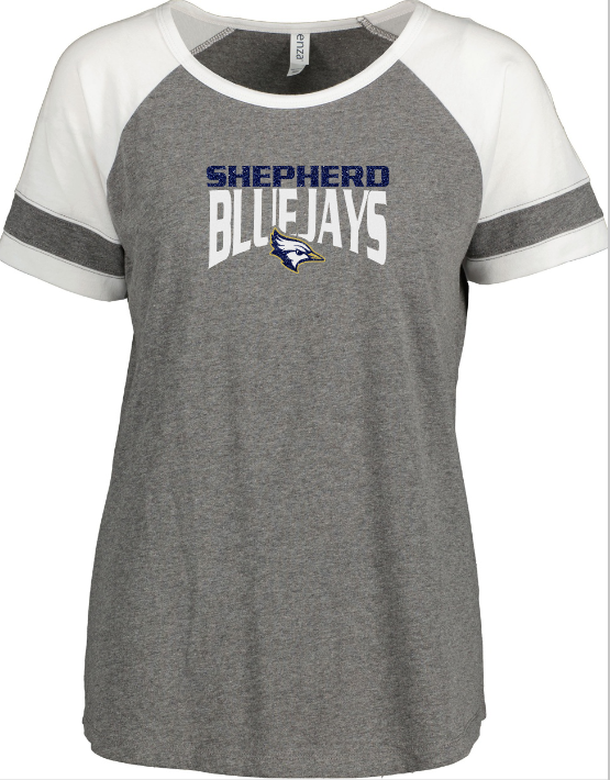 Shepherd Football Spirit Gear - 2023 - Ladies Tee - Enza Ladies Jersey Colorblock Tee - 4.5oz