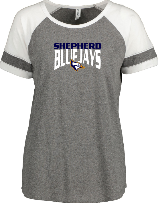 Shepherd Football Spirit Gear - 2023 - Ladies Tee - Enza Ladies Jersey Colorblock Tee - 4.5oz