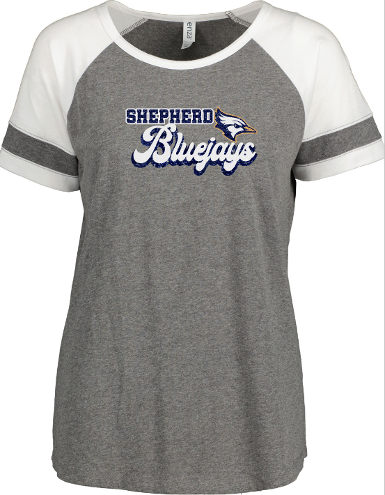 Shepherd Football Spirit Gear - 2023 - Ladies Tee - Enza Ladies Jersey Colorblock Tee - 4.5oz