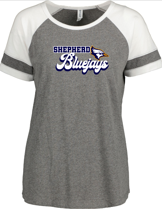 Shepherd Football Spirit Gear - 2023 - Ladies Tee - Enza Ladies Jersey Colorblock Tee - 4.5oz