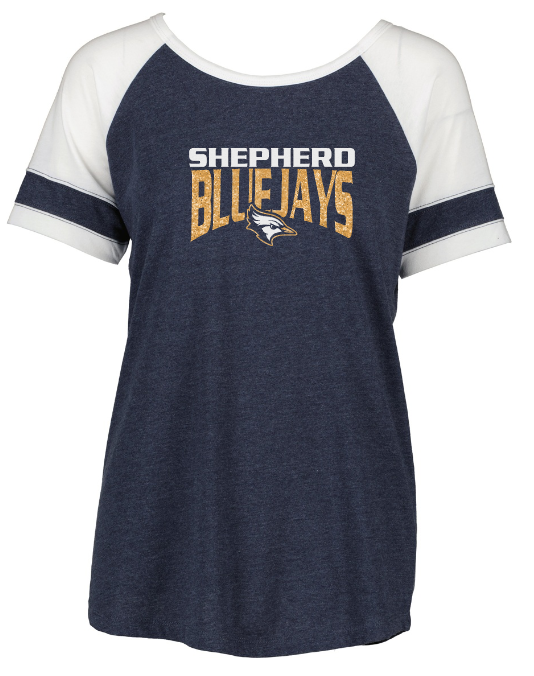 Shepherd Football Spirit Gear - 2023 - Ladies Tee - Enza Ladies Jersey Colorblock Tee - 4.5oz