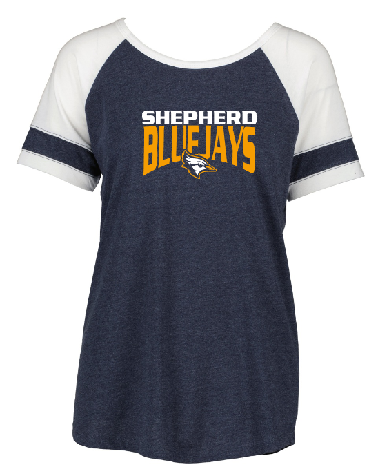 Shepherd Football Spirit Gear - 2023 - Ladies Tee - Enza Ladies Jersey Colorblock Tee - 4.5oz