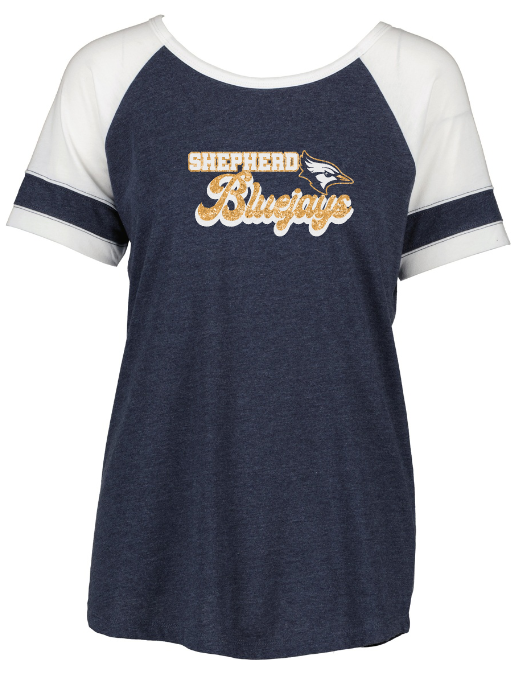 Shepherd Football Spirit Gear - 2023 - Ladies Tee - Enza Ladies Jersey Colorblock Tee - 4.5oz