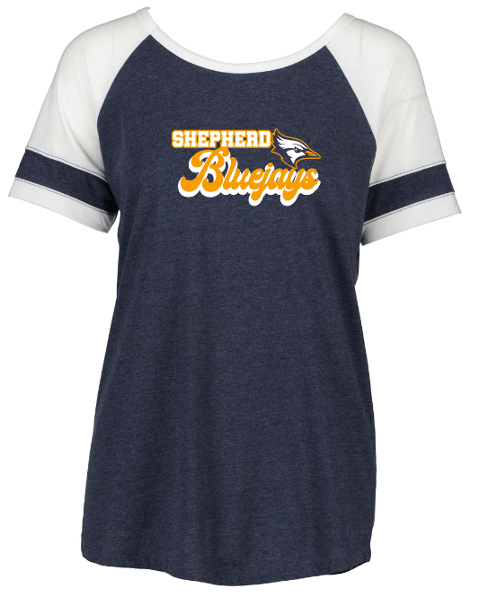 Shepherd Football Spirit Gear - 2023 - Ladies Tee - Enza Ladies Jersey Colorblock Tee - 4.5oz