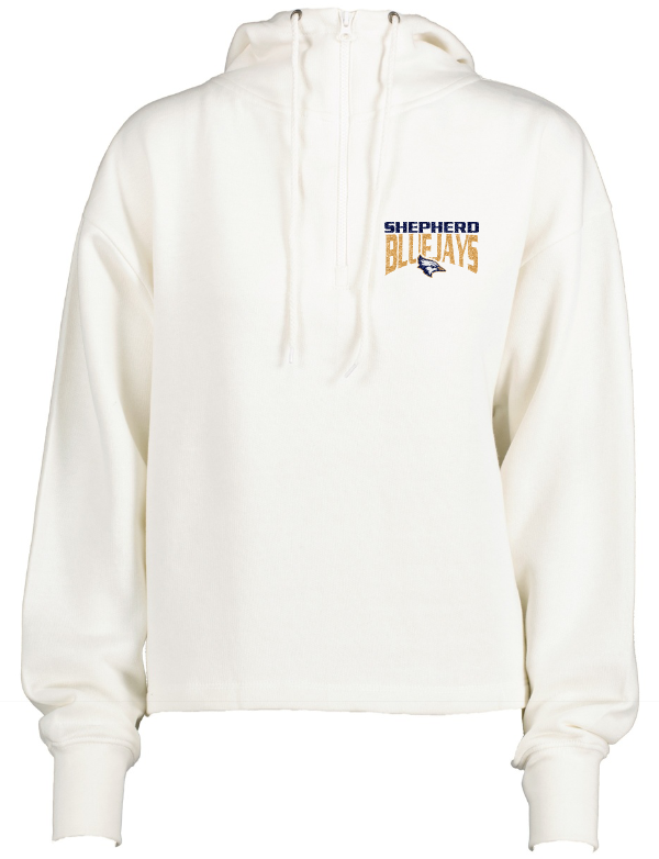 Shepherd Football Spirit Gear - 2023 - Ladies Hooded Sweatshirt - Enza Ladies Boxy Quarter Zip Hood - 9.0oz
