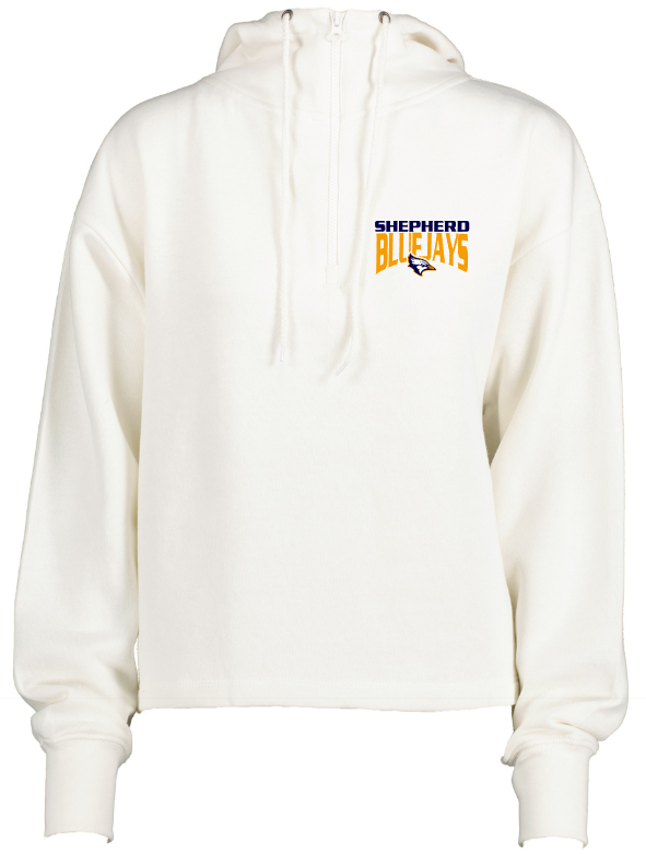 Shepherd Football Spirit Gear - 2023 - Ladies Hooded Sweatshirt - Enza Ladies Boxy Quarter Zip Hood - 9.0oz