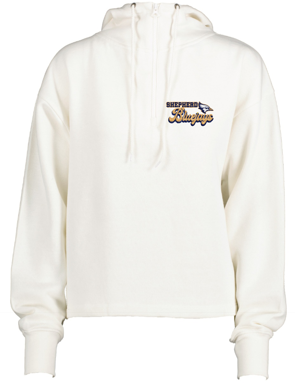 Shepherd Football Spirit Gear - 2023 - Ladies Hooded Sweatshirt - Enza Ladies Boxy Quarter Zip Hood - 9.0oz