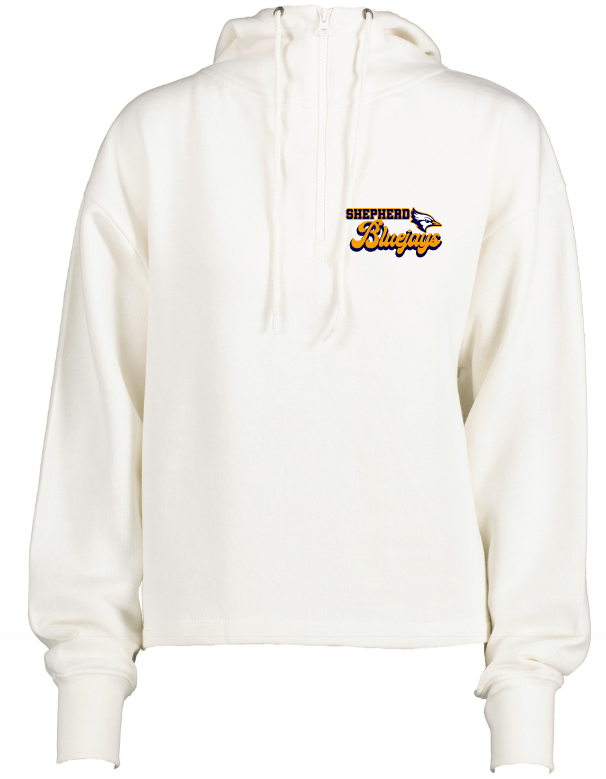Shepherd Football Spirit Gear - 2023 - Ladies Hooded Sweatshirt - Enza Ladies Boxy Quarter Zip Hood - 9.0oz