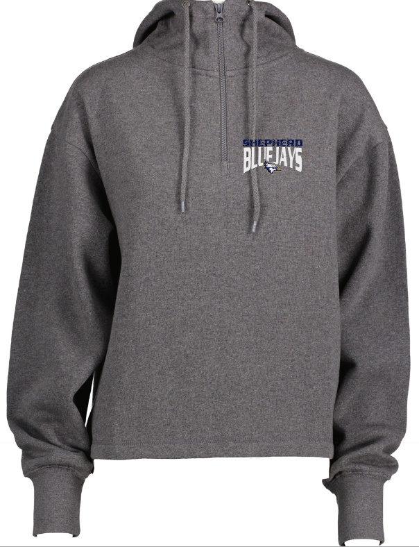 Shepherd Football Spirit Gear - 2023 - Ladies Hooded Sweatshirt - Enza Ladies Boxy Quarter Zip Hood - 9.0oz