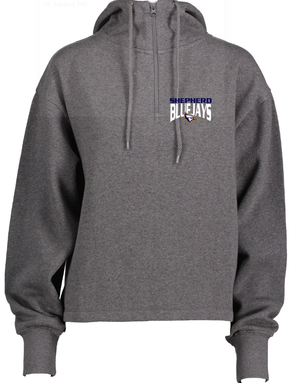 Shepherd Football Spirit Gear - 2023 - Ladies Hooded Sweatshirt - Enza Ladies Boxy Quarter Zip Hood - 9.0oz