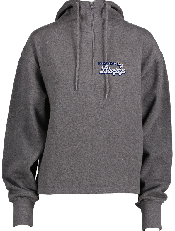 Shepherd Football Spirit Gear - 2023 - Ladies Hooded Sweatshirt - Enza Ladies Boxy Quarter Zip Hood - 9.0oz