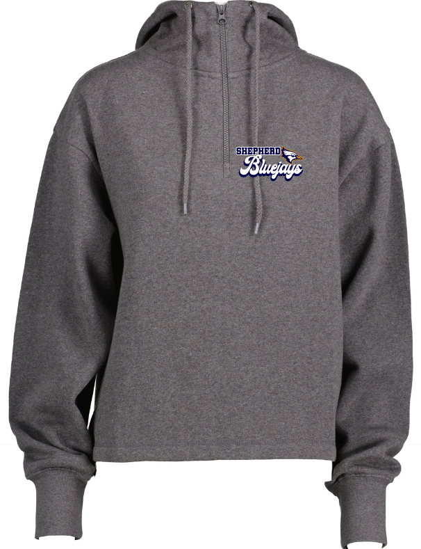 Shepherd Football Spirit Gear - 2023 - Ladies Hooded Sweatshirt - Enza Ladies Boxy Quarter Zip Hood - 9.0oz