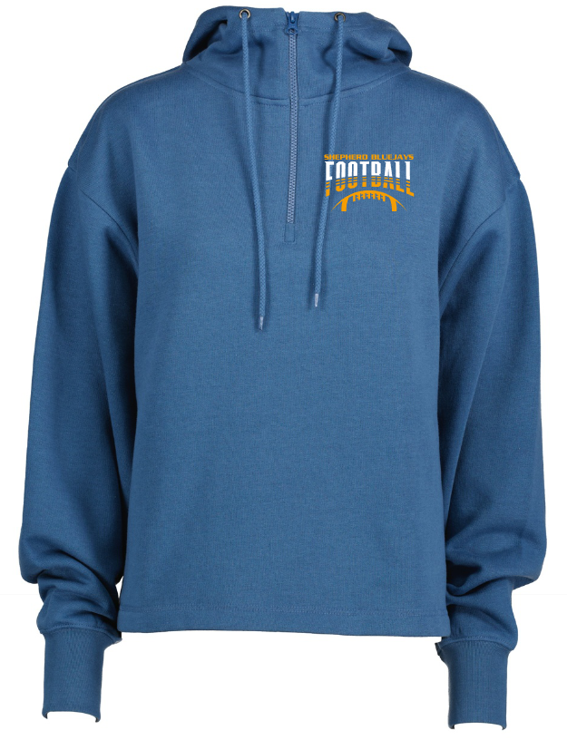 Shepherd Football Gear - 2023 -  Ladies Hooded Sweatshirt - Enza Ladies Boxy Quarter Zip Hood - 9.0oz
