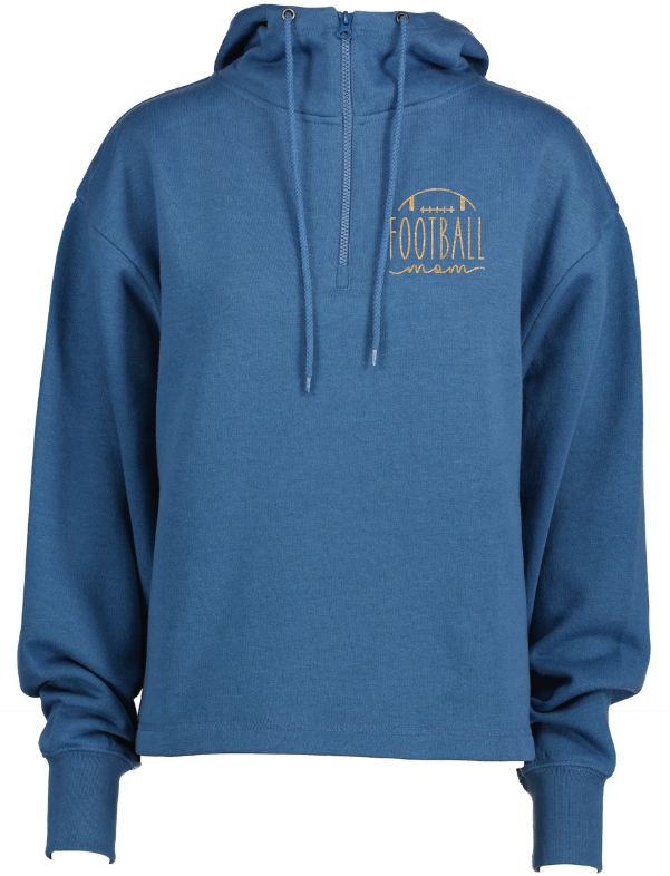 Shepherd Football Mom Gear - 2023 -  Ladies Hooded Sweatshirt - Enza Ladies Boxy Quarter Zip Hood - 9.0oz