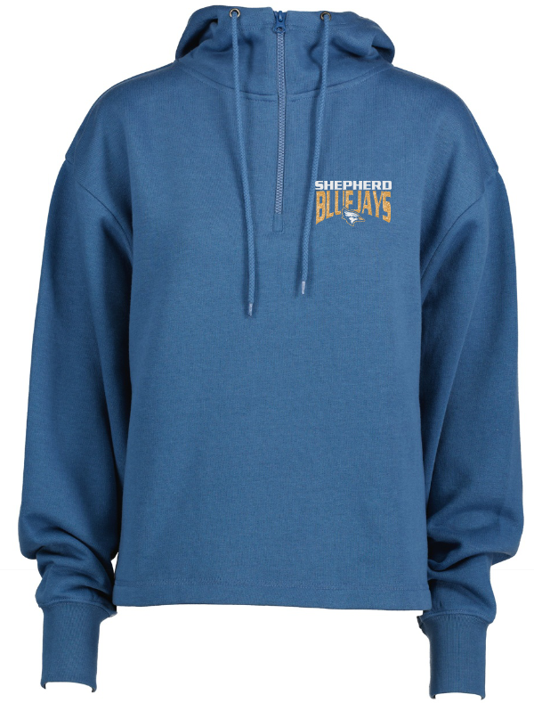 Shepherd Football Spirit Gear - 2023 - Ladies Hooded Sweatshirt - Enza Ladies Boxy Quarter Zip Hood - 9.0oz