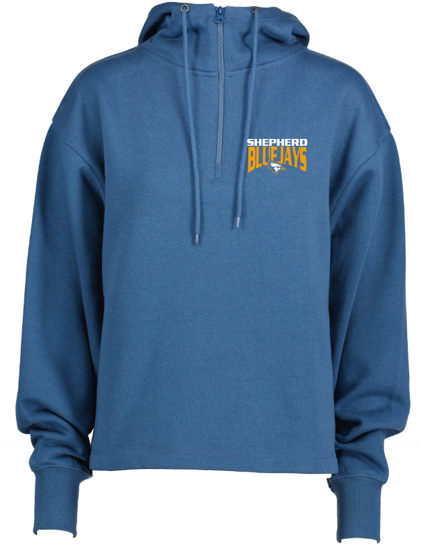 Shepherd Football Spirit Gear - 2023 - Ladies Hooded Sweatshirt - Enza Ladies Boxy Quarter Zip Hood - 9.0oz