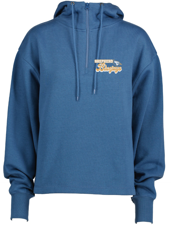 Shepherd Football Spirit Gear - 2023 - Ladies Hooded Sweatshirt - Enza Ladies Boxy Quarter Zip Hood - 9.0oz