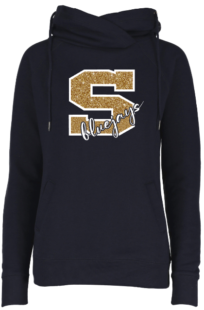 Shepherd Football Spirit Gear - 2022 - Ladies Funnel Neck Hooded Sweatshirt - Enza - 9.0oz