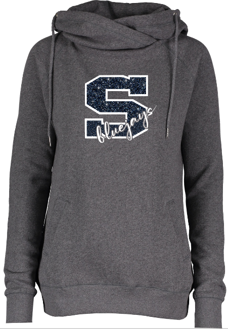 Shepherd Football Spirit Gear - 2022 - Ladies Funnel Neck Hooded Sweatshirt - Enza - 9.0oz