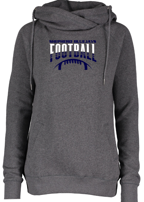 Shepherd Football Gear - 2023 -  Ladies Hooded Sweatshirt - Enza Ladies Classic Fleece Funnel Neck Pullover Hood - 9oz