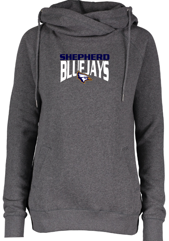 Shepherd Football Spirit Gear - 2023 - Ladies Hooded Sweatshirt - Enza Ladies Classic Fleece Funnel Neck Pullover Hood - 9oz