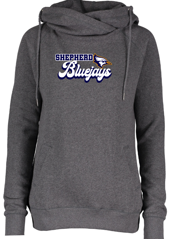 Shepherd Football Spirit Gear - 2023 - Ladies Hooded Sweatshirt - Enza Ladies Classic Fleece Funnel Neck Pullover Hood - 9oz