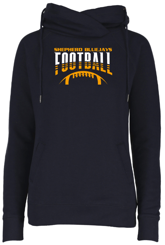 Shepherd Football Gear - 2023 -  Ladies Hooded Sweatshirt - Enza Ladies Classic Fleece Funnel Neck Pullover Hood - 9oz