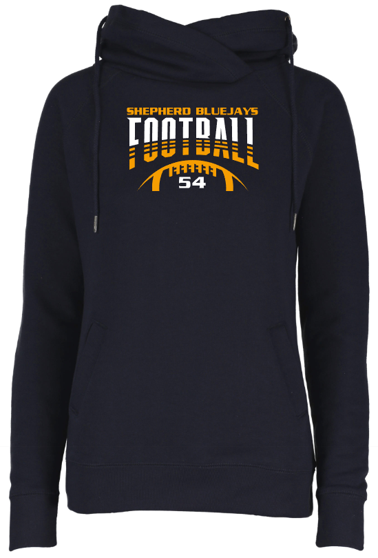 Shepherd Football Gear - 2023 -  Ladies Hooded Sweatshirt - Enza Ladies Classic Fleece Funnel Neck Pullover Hood - 9oz