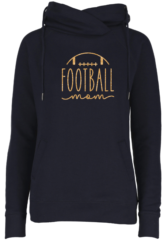 Shepherd Football Mom Gear - 2023 -  Ladies Hooded Sweatshirt - Enza Ladies Classic Fleece Funnel Neck Pullover Hood - 9oz