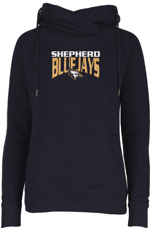 Shepherd Football Spirit Gear - 2023 - Ladies Hooded Sweatshirt - Enza Ladies Classic Fleece Funnel Neck Pullover Hood - 9oz