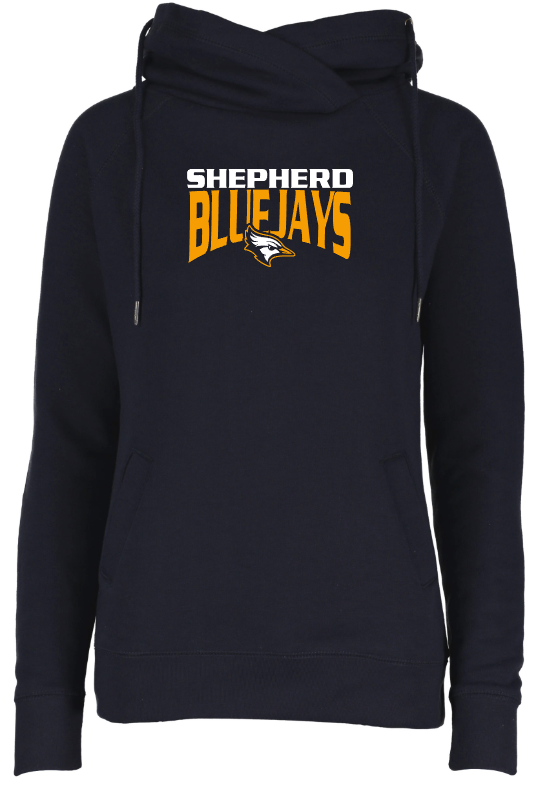Shepherd Football Spirit Gear - 2023 - Ladies Hooded Sweatshirt - Enza Ladies Classic Fleece Funnel Neck Pullover Hood - 9oz