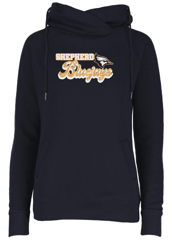 Shepherd Football Spirit Gear - 2023 - Ladies Hooded Sweatshirt - Enza Ladies Classic Fleece Funnel Neck Pullover Hood - 9oz