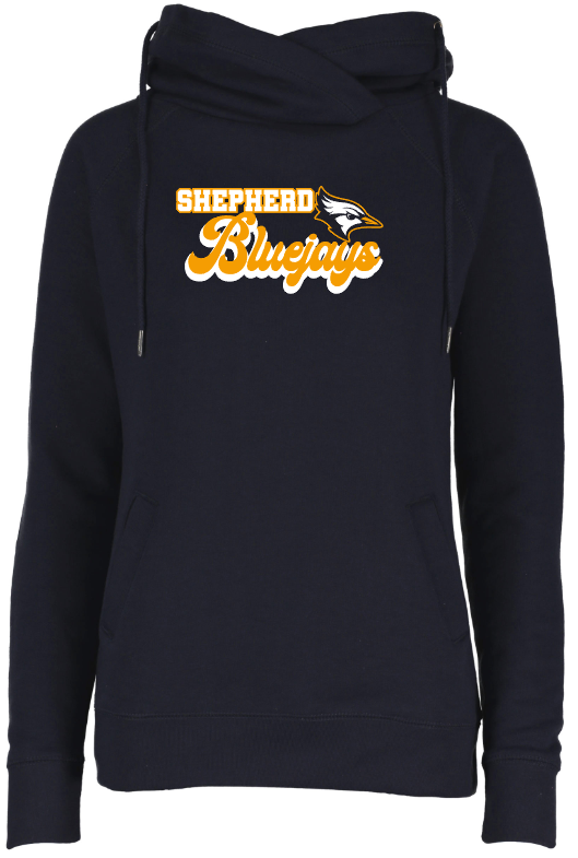 Shepherd Football Spirit Gear - 2023 - Ladies Hooded Sweatshirt - Enza Ladies Classic Fleece Funnel Neck Pullover Hood - 9oz