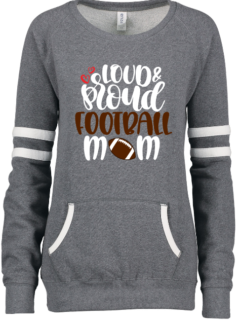 Shepherd Football Loud Proud Mom Gear - 2022 - Ladies Crew Sweatshirt - Enza Ladies Varsity Fleece Crew Neck Pullover - 9.0 oz