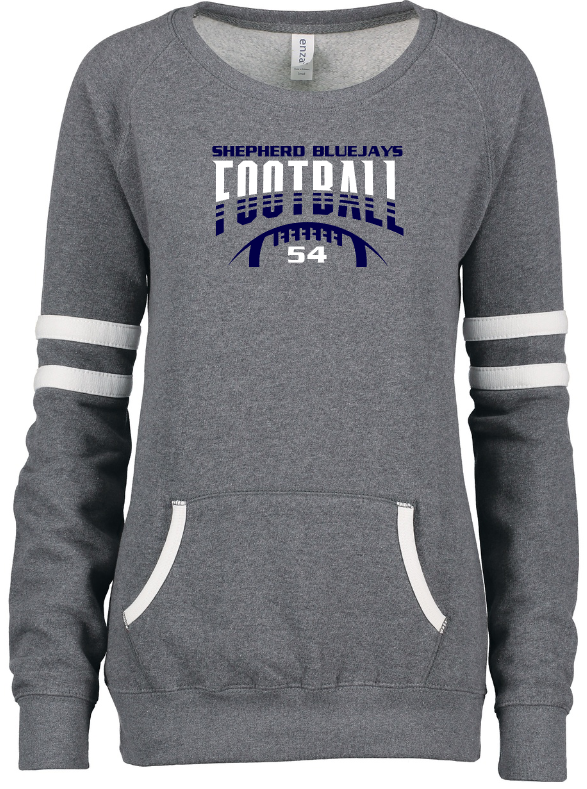Shepherd Football Gear - 2023 -  Ladies Crew Sweatshirt - Enza Ladies Varsity Crew Neck Pullover - 9oz