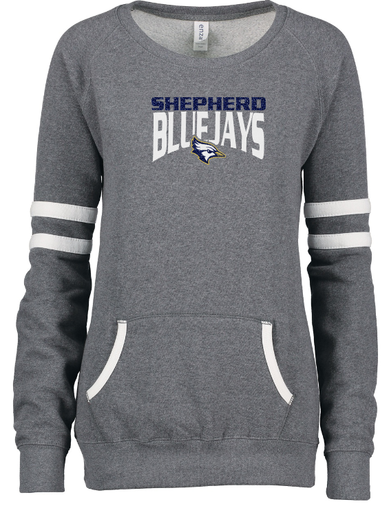 Shepherd Football Spirit Gear - 2023 - Ladies Crew Sweatshirt - Enza Ladies Varsity Crew Neck Pullover - 9oz