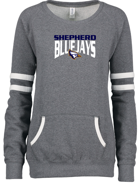 Shepherd Football Spirit Gear - 2023 - Ladies Crew Sweatshirt - Enza Ladies Varsity Crew Neck Pullover - 9oz