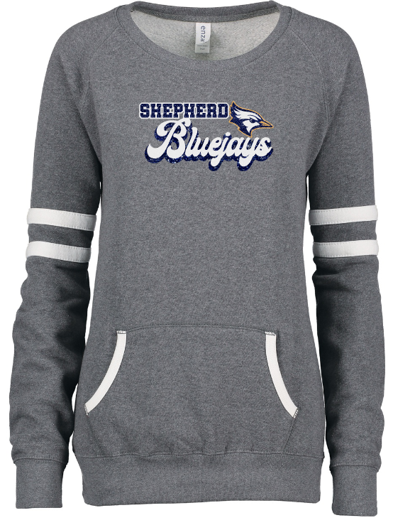 Shepherd Football Spirit Gear - 2023 - Ladies Crew Sweatshirt - Enza Ladies Varsity Crew Neck Pullover - 9oz