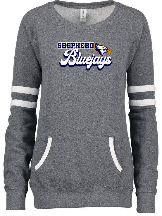 Shepherd Football Spirit Gear - 2023 - Ladies Crew Sweatshirt - Enza Ladies Varsity Crew Neck Pullover - 9oz