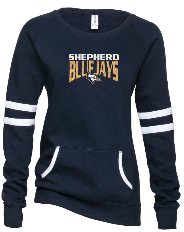 Shepherd Football Spirit Gear - 2023 - Ladies Crew Sweatshirt - Enza Ladies Varsity Crew Neck Pullover - 9oz