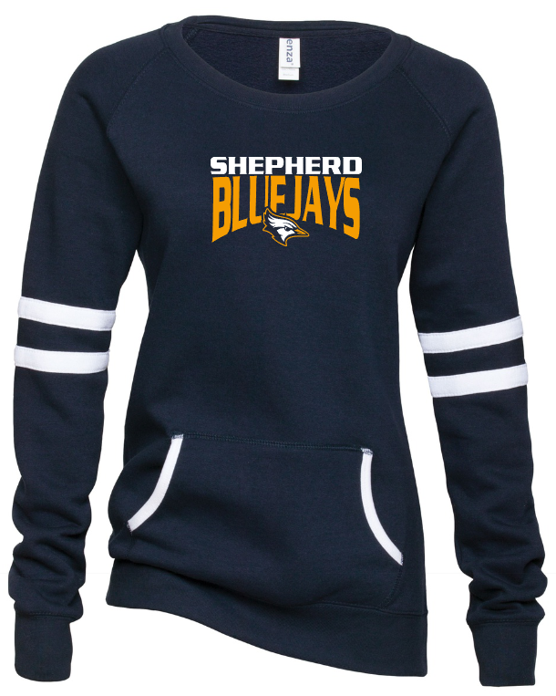 Shepherd Football Spirit Gear - 2023 - Ladies Crew Sweatshirt - Enza Ladies Varsity Crew Neck Pullover - 9oz